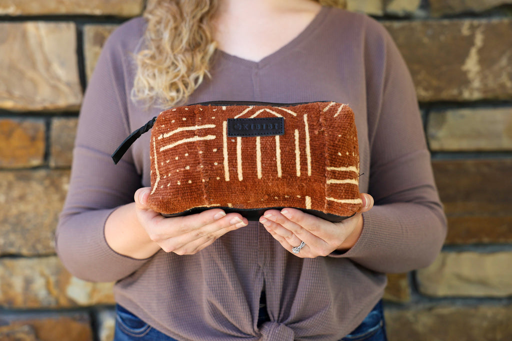 Orange Mudcloth Pouch
