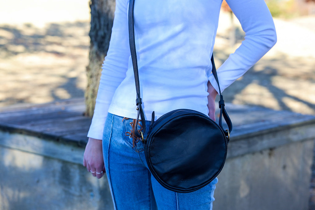 Black Leather Duara Bag