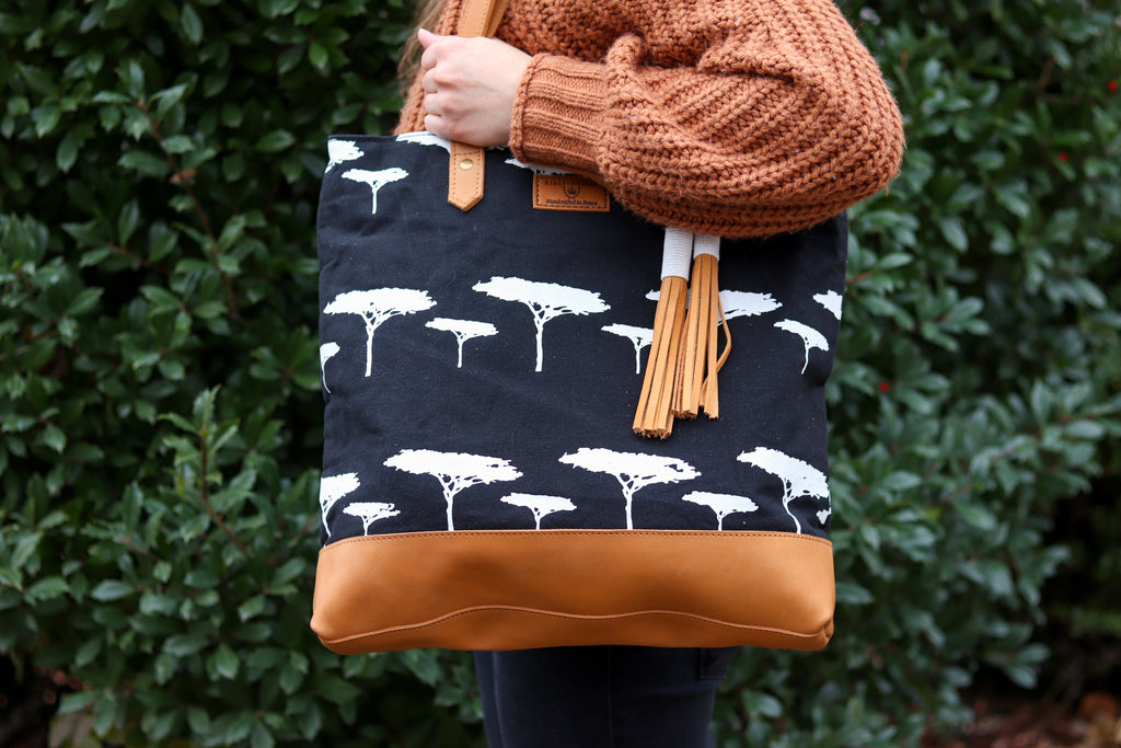Black Mara Tote with Leather