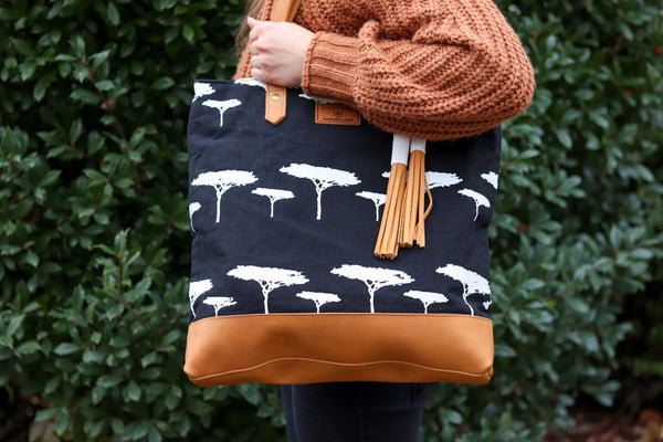 Black Mara Tote with Leather