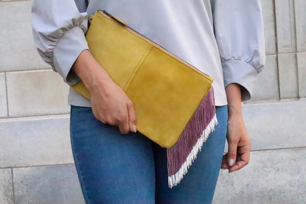 Yellow Purple and Silver Clutch