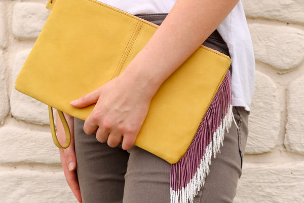 Yellow Purple and Silver Clutch