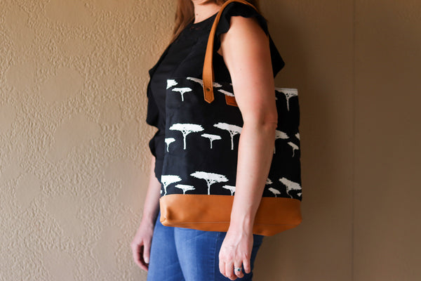 Black Mara Tote with Leather